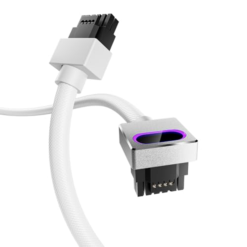 AsiaHorse Hydrus-16PIN GPU PSU Extension Cable ARGB Light, Copper Wire Motherboard Power Extension Cable Integrated Minimalist Design, 2000W Power (Whole Set), PC Power Cord for RTX 4070, 4080, 4090