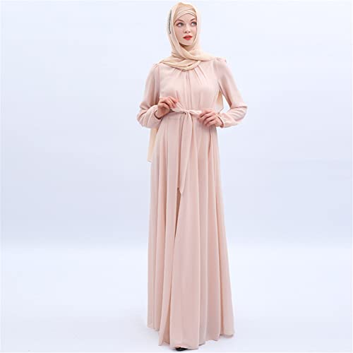 Youllyuu Women Muslim Hijab Dress Long Sleeve Eid Mubarak Islam Kaftan Dubai Turkey Muslim Abaya Barbie Powder S #TOP4
