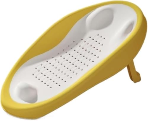 LumoLightベビーバス 折り畳み 新生児用沐浴スタンド ベビーバス用サポートマット 滑り止め 速乾性 新生児?1才 3段階リクライニング 赤ちゃんの成長に合わせて調整ができる (イエロー)