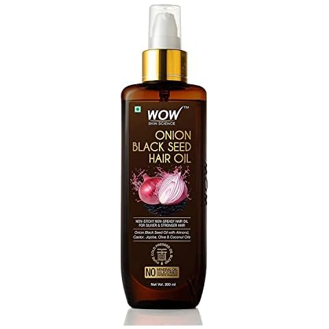 WOW Onion Black Seed Hair Oil - Promotes Hair Growth - Controls Hair Fall - No Mineral Oil & Silicones - 200mL Cover