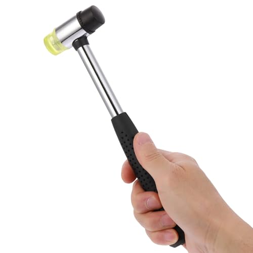 Thinp Noir Marteau en caoutchouc souple Marteau à double face Petit Marteau à maillet Avec Poignée Antidérapante, pour l'artisanat du cuir DIY Outils d'installation à domicile