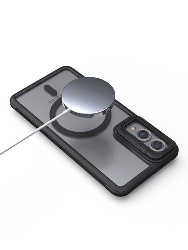 Image of Pirum Back Cover for Samsung Galaxy S26 Edge Magnetic Wireless Charging with Lens Cover Kickstand - Black