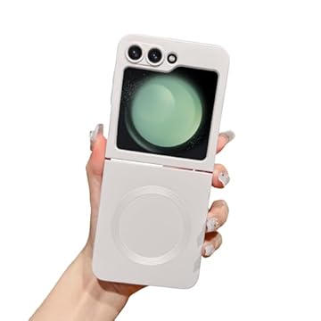 phylla Capa para celular Samsung Galaxy Z Flip 5 de 6,7 polegadas [compatível com MagSafe] [proteção total da câmera Slim] Capa magnética luxuosa de silicone macio (branca, Z Flip 5)