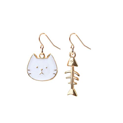 Iumer Women Girls Cat Eat Fish Hook Earrings Fashion Cute Asymmetric Dangle Ear Jewelry,#3(White) Iumer Women Girls Cat Eat Fish Hook Earrings Fashion Cute Asymmetric Dangle Ear Jewelry,#3(White)