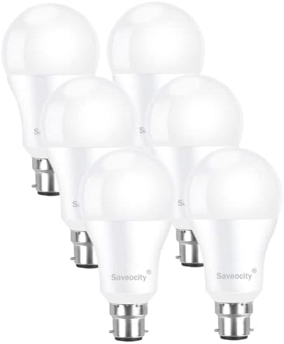 Bayonet Light Bulb, Saveocity B22 LED Bulbs 60W Equivilent, Warm White 2700K, 9W 720LM Energy Saving Light Bulbs with Bayonet Base B22 Non Dimmable, 6 Pack