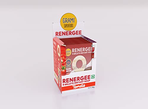 Grami Superfoods RENERGEE Millet Tomato Instant Soup Packets - Gluten-Free, No MSG, High Protein & Fiber (20g*12 pack) - Image 3 thumbnail