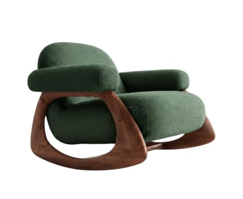 Image of CRAFTCITY Sheesham Wood Elegant Chair /Living Room Chair /Rose Wood Rocking Chair,Pre-Assembled (Swed Green, Rocking Chair Without Footrest)