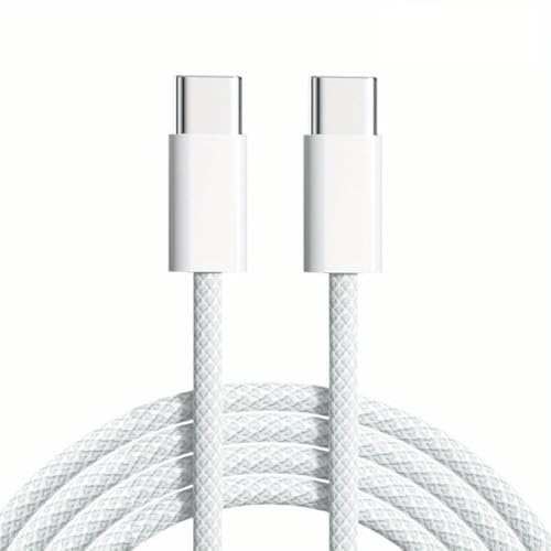 Image of Type C to Type C Cable 1 Meter, 480Mbps Data Sync & Charging Cable, Braided Cord for Phone, Tablet, Laptop and USB C Devices, White