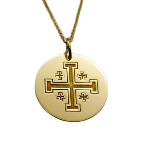 Collier pendentif croix de Jérusalem en argent sterling plaqué or 24 mm