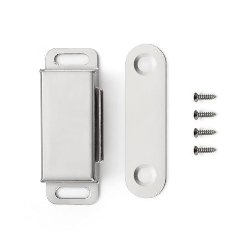 Image of Ravinte 16 Pack Silver Magnetic Door Catch, Brushed Satin Nickel Cabinet Magnets, Strong Magnetic Catch Latch for Kitchen Cabinets, Drawers & Cupboards, Stainless Steel Closures