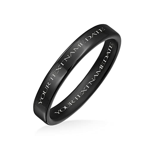Bagues de mariage en titane Bling Jewelry 3mm avec gravure personnalisée pour couple poli