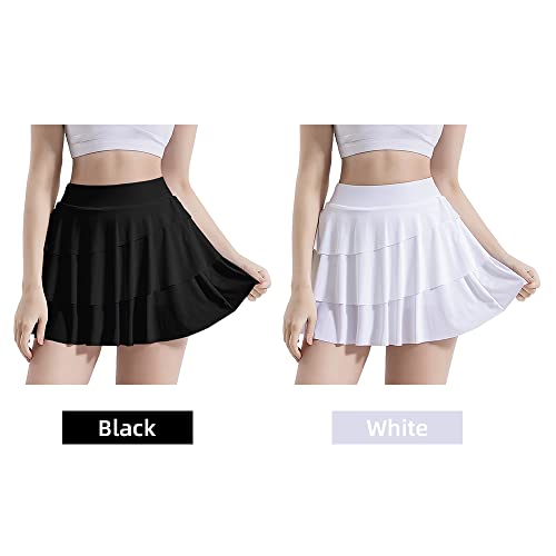 Mibee Saia esportiva feminina 2 camadas de tênis de golfe com shorts saia ativa shorts de treino esp