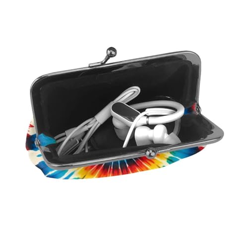 Pu Leather Buckle Coin Purse Abstract-Swirl-Tie-Dye Girls Kiss-Lock Change Purse Wallets4
