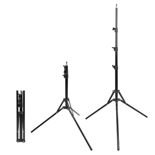 2m Thickened Aluminum Light Stand, Adjustable Height, Non Slip Feet, Portable Foldable, 4KG Load Capacity, for Photography, Compatible with LED Lights, Dome Lights, Soft Boxes