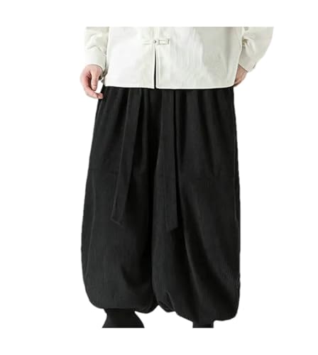 Mnjyihy Men's Streetwear Wide Leg Pants Casual Loose Solid Color Harem Pants Elastic Waist Jogging Trousers
