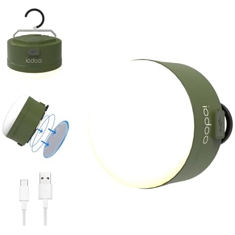 IODOO 3000mAh 2000LM Rechargeable Camping Light , Warm/White/Nature/SOS 4Modes Brightness Stepless Adjust Camping Lantern Rechargeable Tent Light for Power Failure Emergency Survival Kits (1) Cover