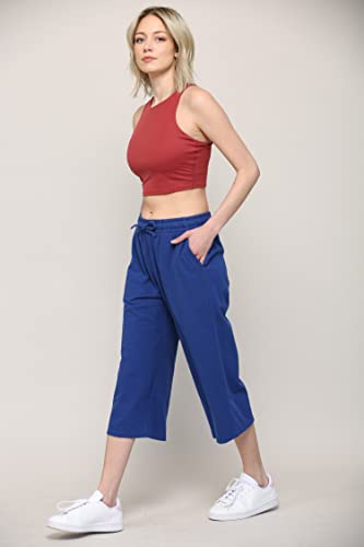 Image of Lock and Love Womens Capri Pants Loose Yoga Pants Wide Leg Drawstring Comfy Lounge Pajama Capris Sweatpants with Pockets