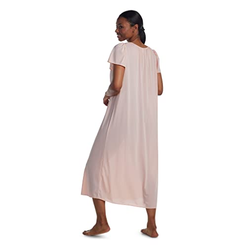 Image of Miss Elaine Women's Long Tricot Nightgown, Short Flutter Sleeves, Comfortable Lightweight Fabric, Sleepwear