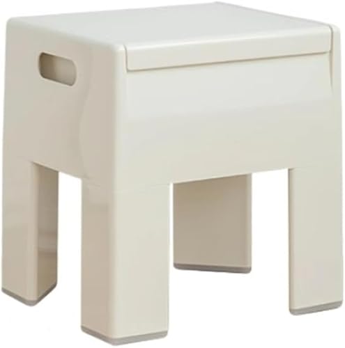 Sgabello multifunzionale in plastica con contenitore, carico massimo 150 kg, design compatto per soggiorno e camera da letto, 36 x 30 x 40 cm