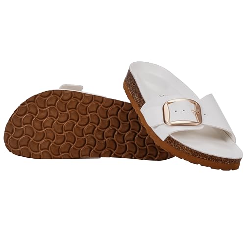 Women's Sandals with Cork Footbed Insole Comfortable Footwear, Chic Fashionable Design Slippers for Women and men, Autumn, Spring, Summer, Flat Flop size 6-11