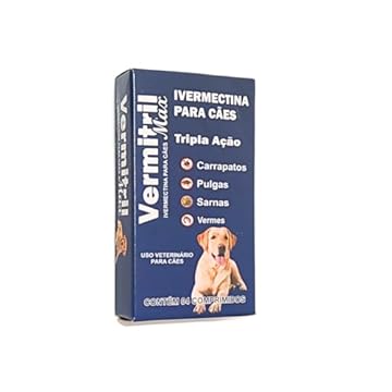 Mastigáveis sabor carne para cães de 30 a 60kg, Triplo Ação contra pulgas, carrapatos e vermes, 4 comprimidos