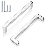 GOBEKOR 10 Pack Solid Polished Chrome Cabinet Handles 5 Inch Hole Center Chrome Drawer Pulls, Euro S