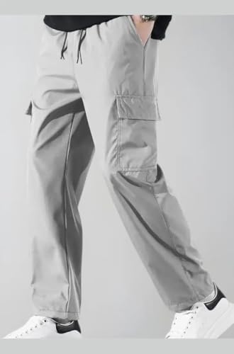 Image of Cargo Pants for Men | Cotton Cargo Trousers|Cargo for Men |Cotton Cargo Pant |Drawstring Waist Pant Multi Pocket Utility Wear