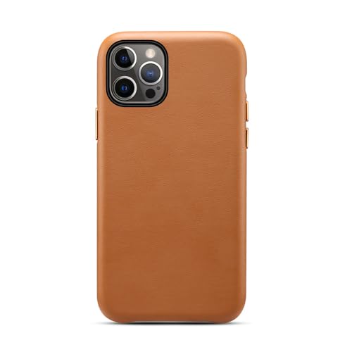 Coque antichoc iPhone 14 Plus étui cuir de mouton marron robuste