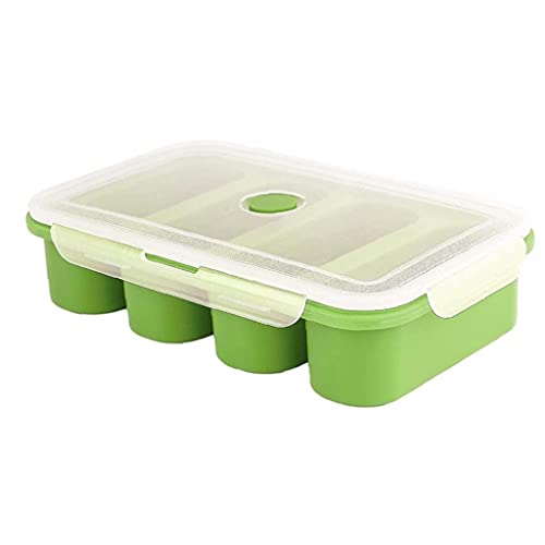 Eaarliyam Sopa de Silicona Cubo con congelación con congelación de moldes con Tapa 4 Cubos para Salsa harina Verde Cover