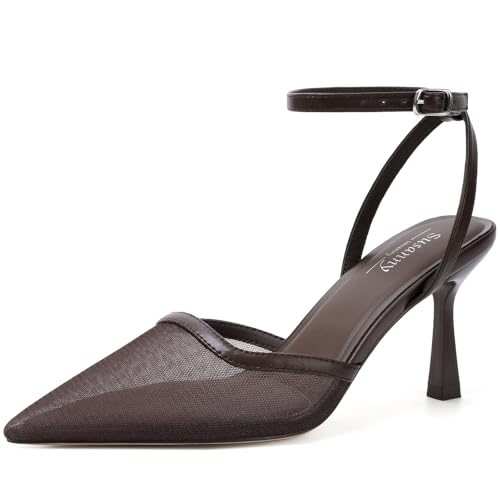 Image of Susanny Heels for Women Stiletto Closed Pointed Toe Backless Dress Shoes High Heels Sexy Kitten Pumps Wedding Guest Party Dance Prom Dressy Comfort Shoes