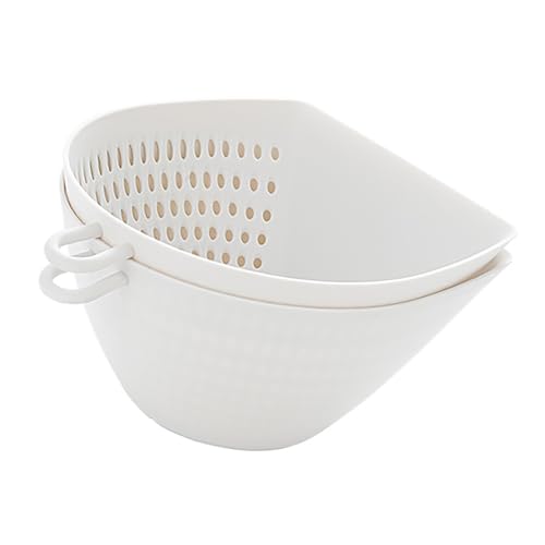 Cesta de drenaje de verduras, colador de cocina de plástico de doble capa, juego de cuencos con asa para lavar frutas, verduras, escurridor de pasta, colador de alimentos,