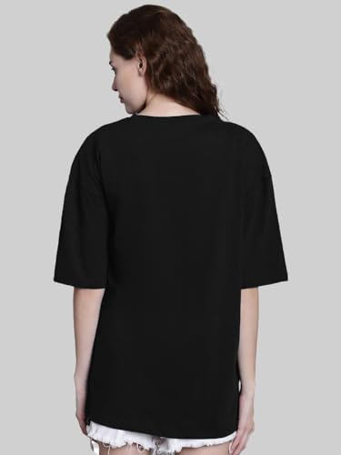Image of LEOTUDE Womens Oversized Round Neck Cottonblend Half Sleeve T-Shirts (Colour: Multicolor)