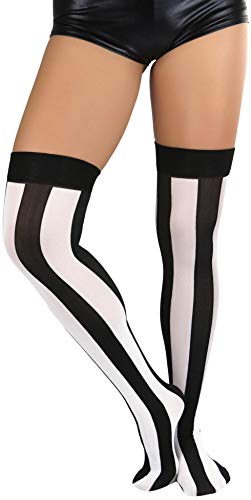 ToBeInStyle Women’s Wide Vertical Striped Thigh High Halloween Party Novelty Stockings