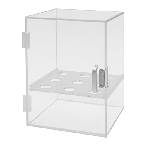 Dfmyhked 9 Holes Acrylic Ice Cream Cone Display Cabinet, Acrylic Ice Cream Cone Holder with Magnetic Door, Professional Dessert Holder for Bakeries, Cafes, Events (Clear)