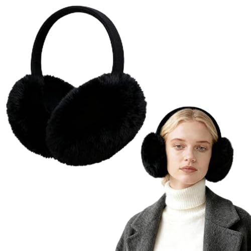 Peluche Earmuffs, 1 Pezzi Caldo Paraorecchie Peluche, Paraorecchie Invernali da Donna, Earmuffs Caldo Pieghevole, Scaldacorecchie per Uomo Donna, per Viaggi Invernali, Ciclismo e Sport (Nero)