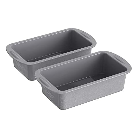 KEYFIVE Silicone Loaf Pans for Baking Bread, 2 Packs 9x5 Inch Silicone Bread Loaf Pans for Homemade Bread, Nonstick Silicone Baking Molds for Meatloaf, Banana Bread, Loaves, Toast -Grey Cover
