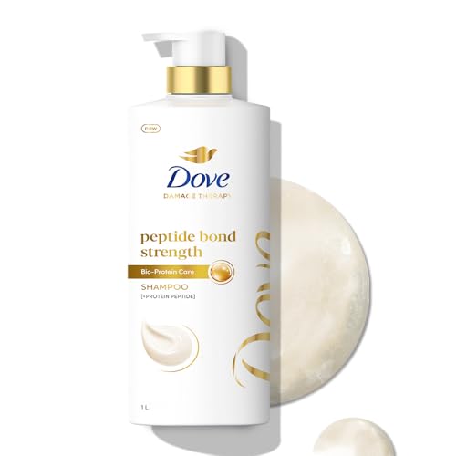 Image of DOVE Peptide Bond Strength Shampoo, 1000 ml, for Dry & Damaged Hair, with Protein Peptides & Bio-Protein Care, Repairs Hair Bonds, 20X Stronger Hair, Vegan & PETA Approved