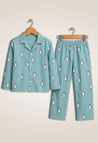 Image of 3BROS Kid's Pure Cotton Full Sleeves Night Suit /Dress for Boys /Girls Full Pajama & Top Sleep Suit Combo Set