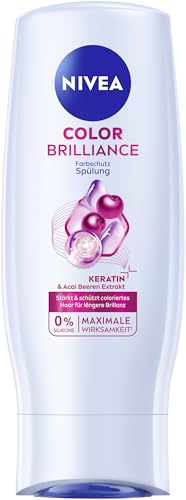 NIVEA Color Brilliance Farbschutz Spülung (200 ml), feuchtigkeitsspendende Haarspülung mit Keratin und Acai Beeren-Extrakt, Conditioner für längeren Farbschutz