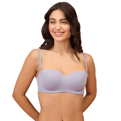 Image of NYKD NYB027 Cotton Padded Wired Multiway Strapless Bra Anti Slip Seamless Bonded Neckline Detachable Straps (Plus