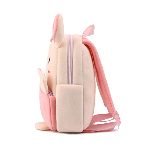 Befunirise Toddler Backpack For Boys And Girls, Cute Soft Plush Animal Cartoon Mini Backpack Little For Kids 1-6 Years (Pink Bunny-H) #TOP1