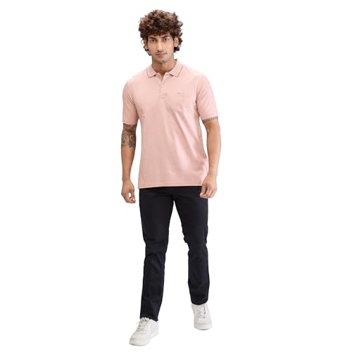 Image of Colorplus Men's Comfort Fit Solid Pattern Pure Cotton Plain Collar Half Sleeve Casual T-Shirt