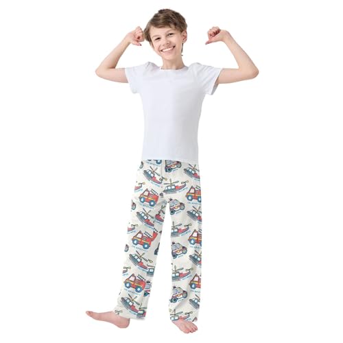 Boys' Pants Police Car Helicopter Vehicle Truck Long Bottoms Jogger Pants Elastic Waist Trousers with Pockets S-XL2