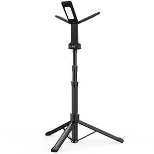 Rechargeable LED Work Light with Stand, Aluminum 67″ Portable Cordless Work Light, 8AH Battery, 500/1500/2500 Lumen, 4000/6500K Dimmable Camping Light with Detachable Tripod (Carrying Bag Included)