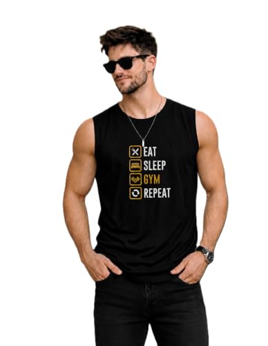 Image of JUGULAR Tank Tops Sleeveless T-Shirt for Men Gym Wear Vest Printed Stylish Round Neck Running for Sports Workout Fitness & Casual or Beach Wear