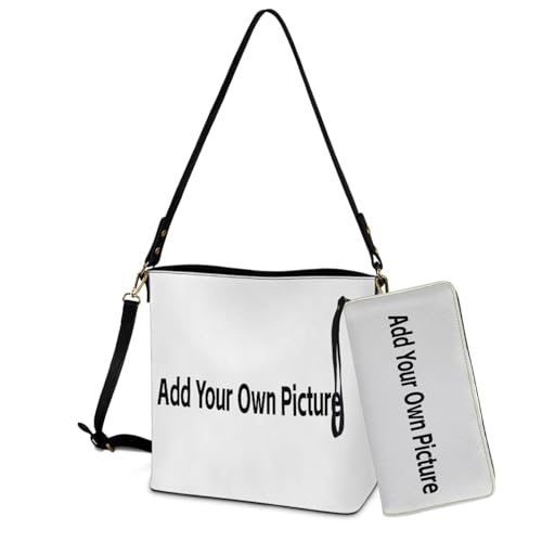 Image of Bucket Crossbody Bag Set for Women Lady, Leather Purse and Wallet Set Large Bucket Bag with Wallet