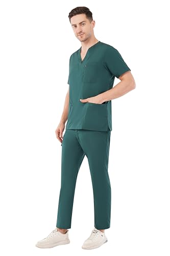 Image of PRAGATI TRENDS Premium Unisex Scrub Suit With Customize Name Print Option(Follow the Description) V-Neck Top and Cargo Type Trouser