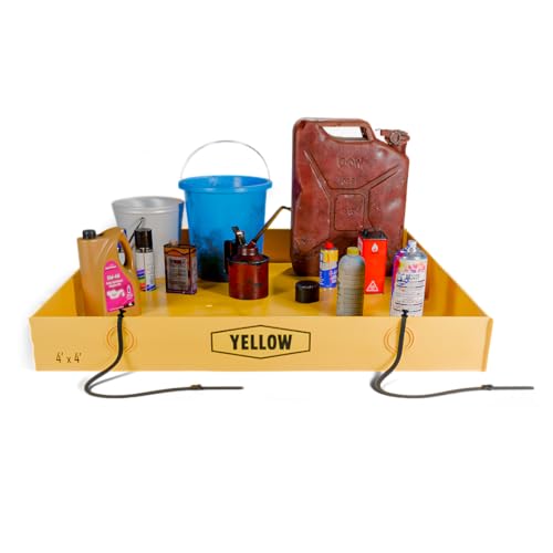 Image of Yellow Safety: 4ft x 4ft x 6in Yellow - Secondary Containment Berm, Spill Containment Tray, Thick PVC; Oil Spill, Lab Spill and Mining Spill, Concrete Spill