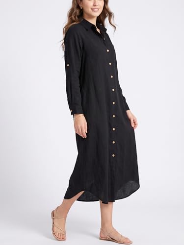 Image of Kuraki Women's Casual Print Button Front Maxi Shirt Dress