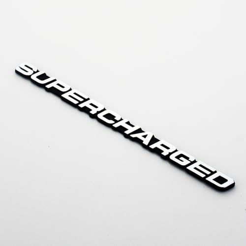 Image of 2Pc Supercharged Emblem Aluminum Sticker Decal Nameplate Badge Double Tape for Cars, Trucks (Chrome)
